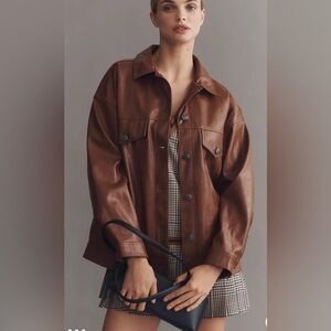 Anthropologie The Weston Faux Leather Boyfriend Jacket by Pilcro